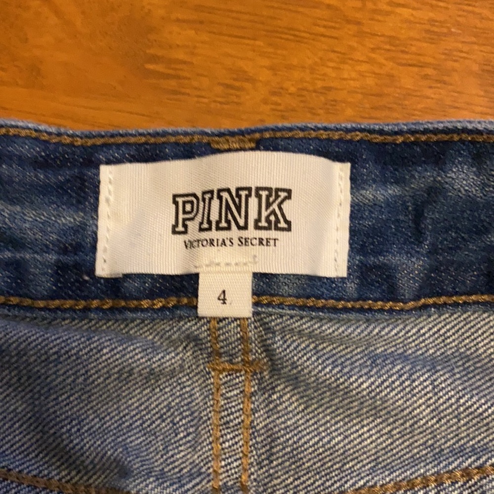 PINK Victoria’s Secret | Raw Hem Rhinestone Shorts 4 EUC Jean - Picture 6 of 12